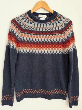 Indi & Cold Fair Isle Knit Sweater Alpaca Blend Geometric Jacquard Size S